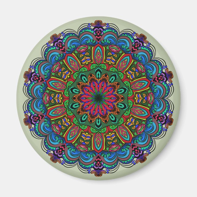 Aimant Mandala dynamique Floral & Motif géométrique (Devant)