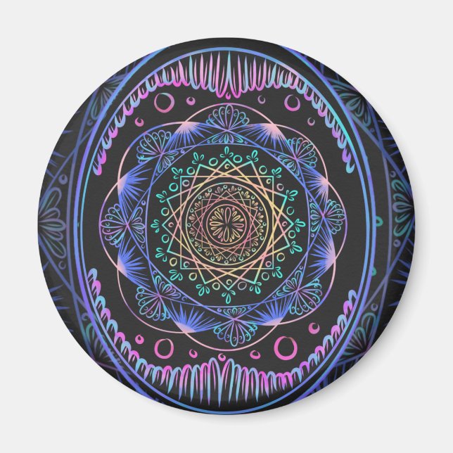Aimant Mandala en fleur galactique (Devant)