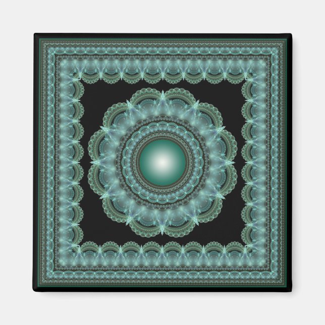 Aimant mandala encadré de rayonnage fractal (Devant)