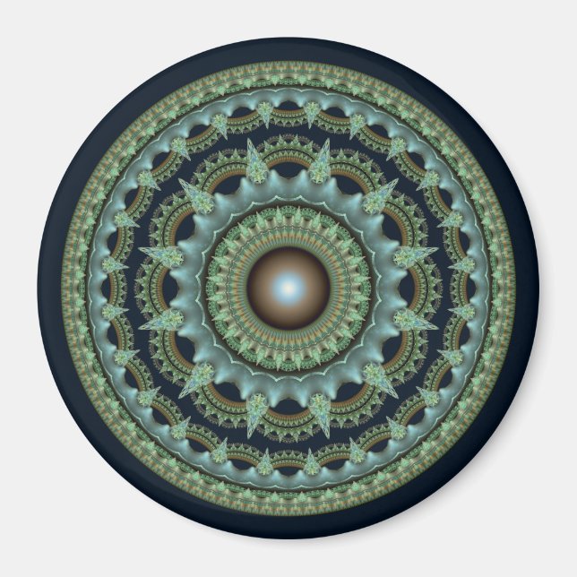 Aimant Mandala étoile fractale brillante (Devant)