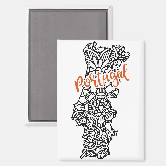 Aimant Mandala Floral Silhouette du Portugal (Recto/Verso)
