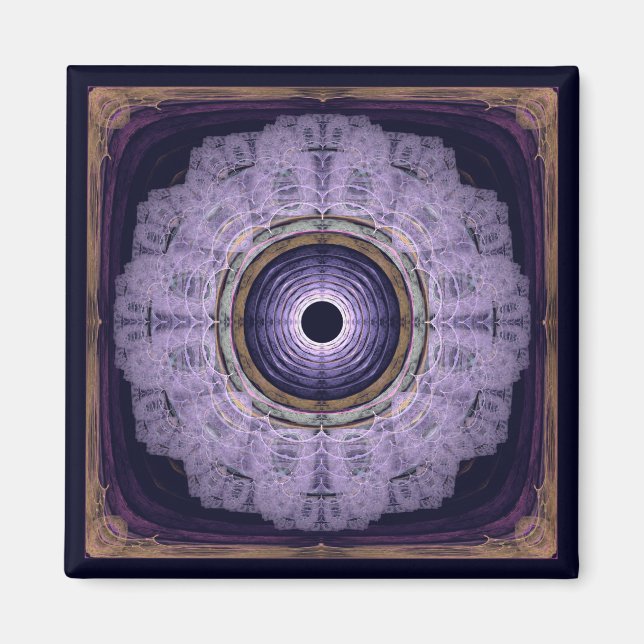Aimant Mandala fractal rond bleu (Devant)