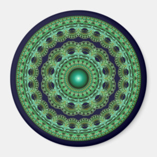 Aimant Mandala fractal rond de fée orné