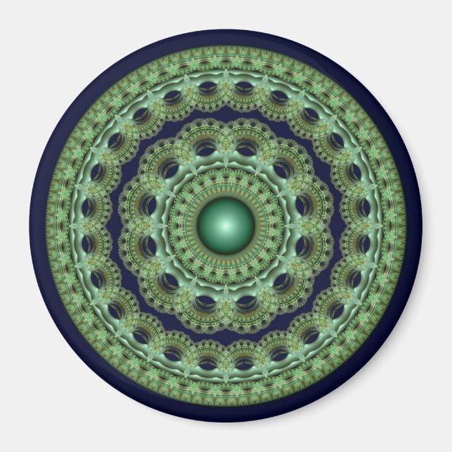 Aimant Mandala fractal rond de fée orné (Devant)