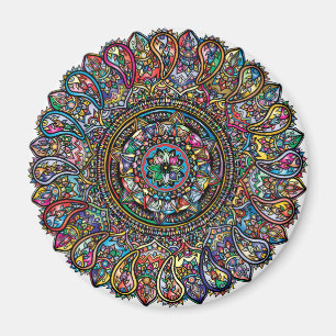 Aimant Mandala indien arc-en-ciel