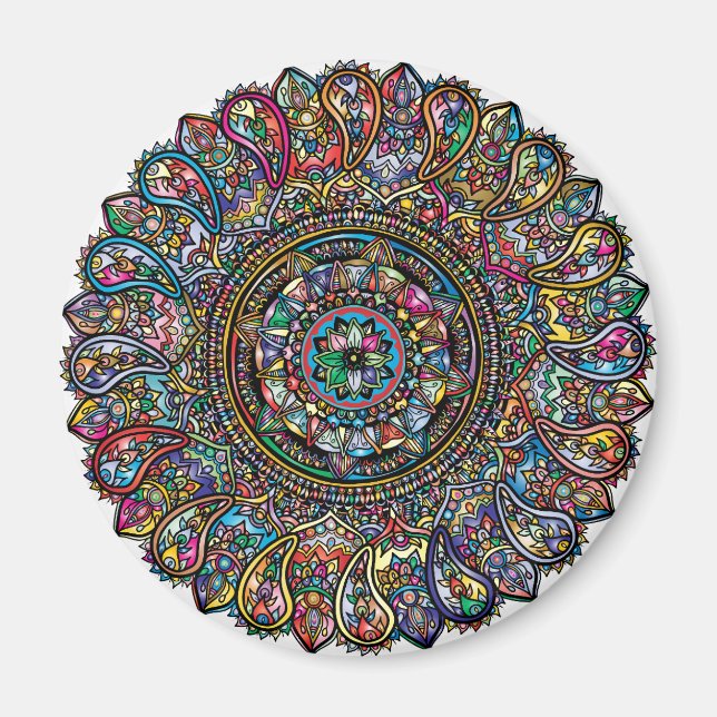 Aimant Mandala indien arc-en-ciel (Devant)