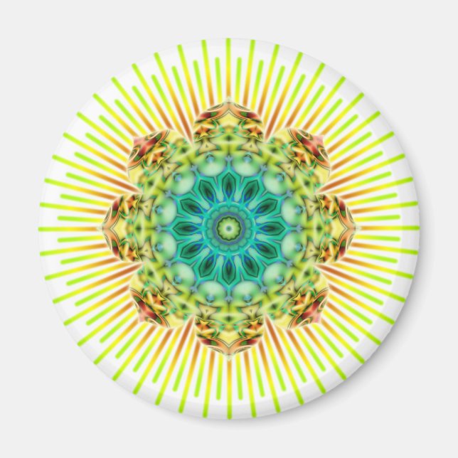 Aimant Mandala jaune vert | faites votre propre arrière - (Devant)