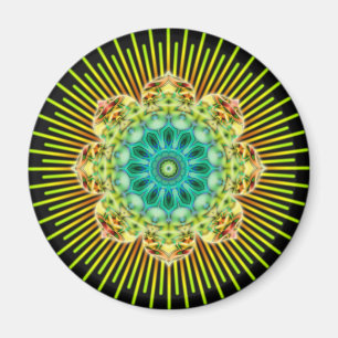 Aimant Mandala jaune vert noir