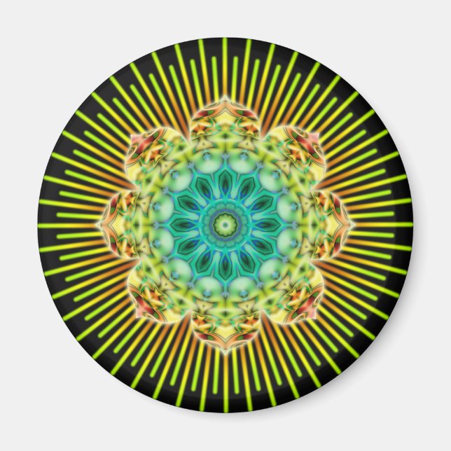 Aimant Mandala jaune vert | noir (Devant)
