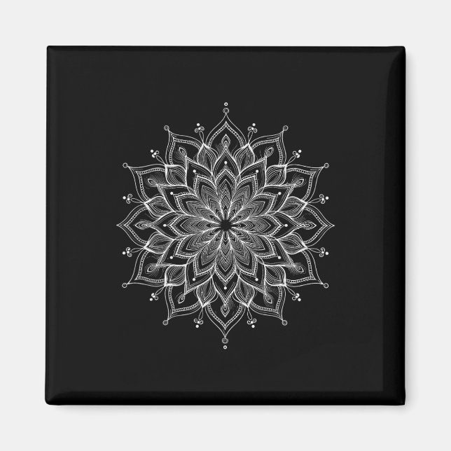 Aimant Mandala Lotus Art Zen Boho Bouddha Botanique Succu (Devant)