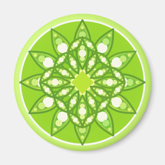 Aimant Mandala motif dans les tons vert citron (Devant)