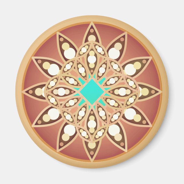 Aimant Mandala motif en caramel et chocolat (Devant)