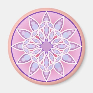 Aimant Mandala motif en lavande, orchidée et corail