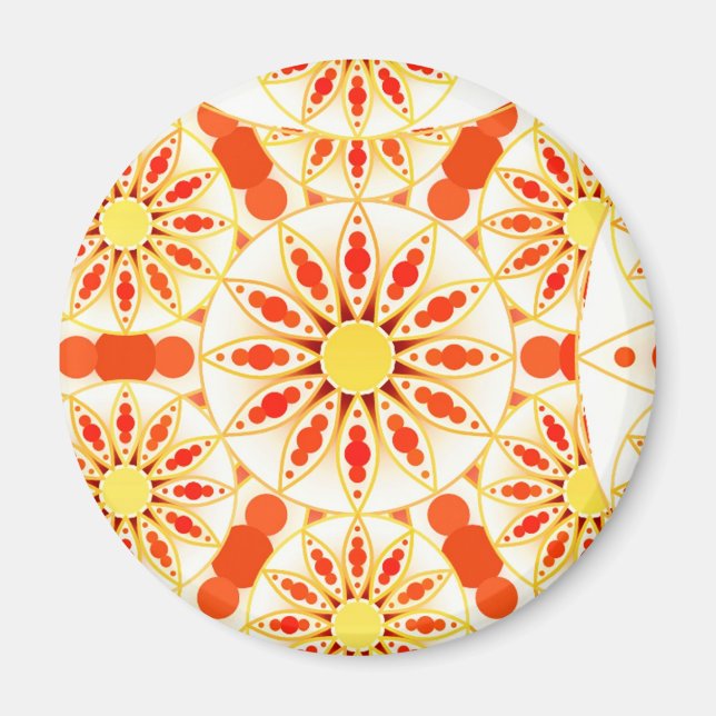 Aimant Mandala motif, rouge brique, rouille, or (Devant)