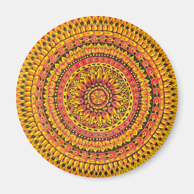 Aimant Mandala orange couleur Art original  (Devant)