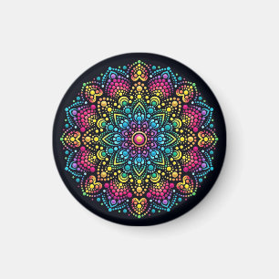 Aimant Mandala peint aux points arc-en-ciel