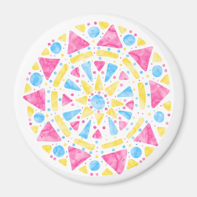 Aimant Mandala Pink Blue Yellow Pride drapeau (Devant)
