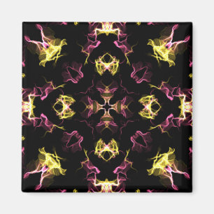 Aimant Mandala rose et jaune éblouissant