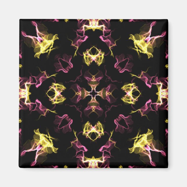 Aimant Mandala rose et jaune éblouissant (Devant)