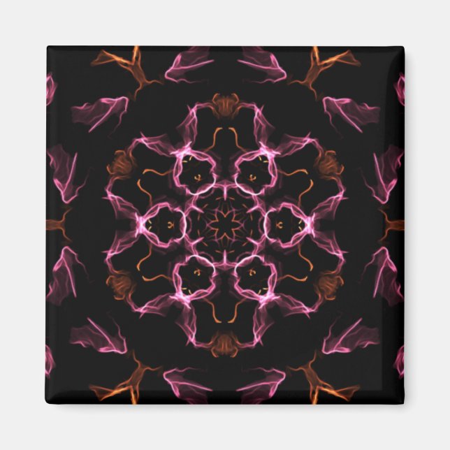 Aimant Mandala rose et orange sur Arrière - plan noir (Devant)