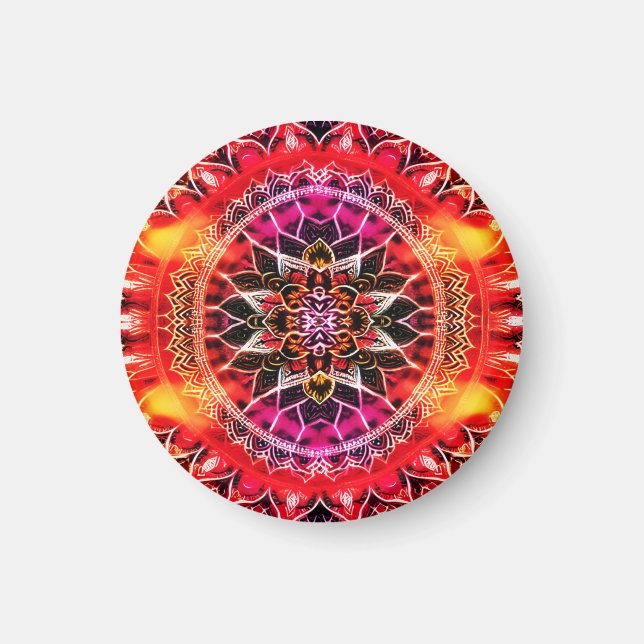 Aimant Mandala rouge hypnotique (Devant)