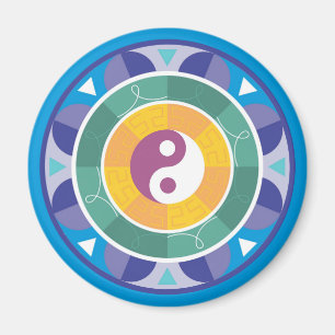 Aimant Mandala Spirituelle Couleurs arc-en-ciel chinois Y