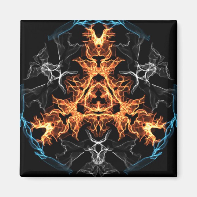 Aimant Mandala style métallique lourd flamboyant (Devant)