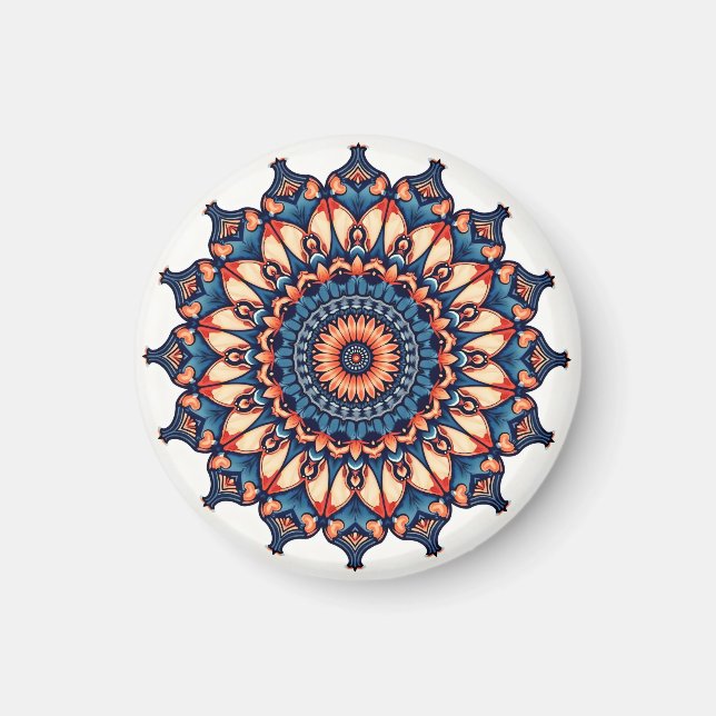 Aimant Mandala sur blanc (Devant)