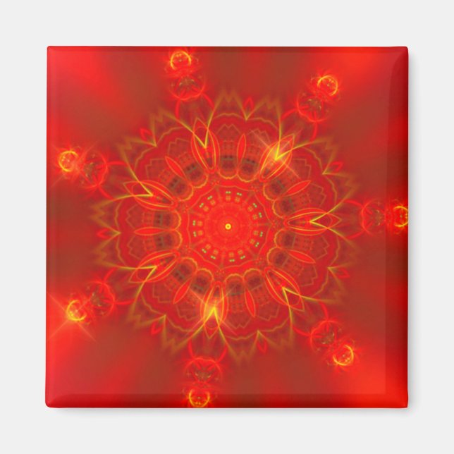 Aimant Mandala Thin Lines Couleurs chaudes Arrière - plan (Devant)