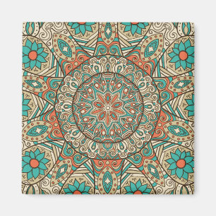 Aimant Mandela florale Turquoise et Tan