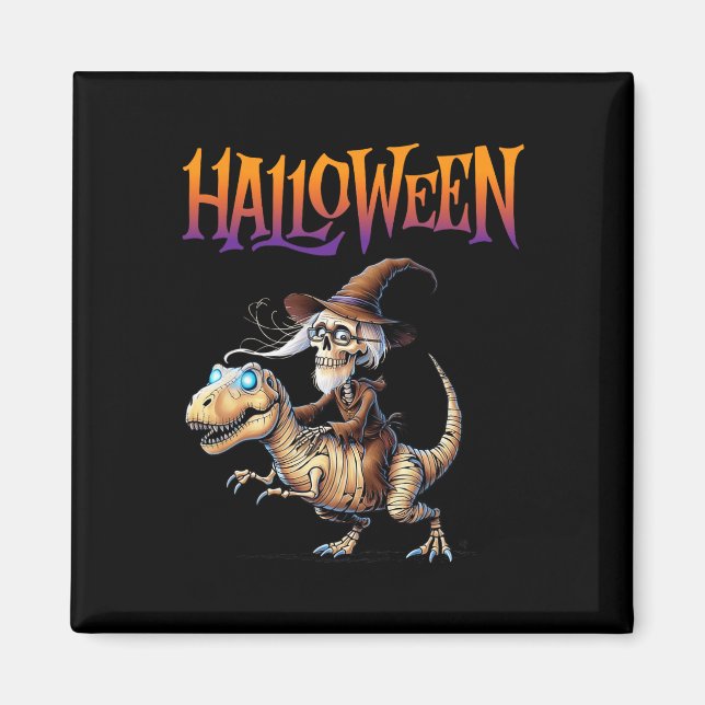 Aimant Manège squelette T-Rex Halloween  (Devant)