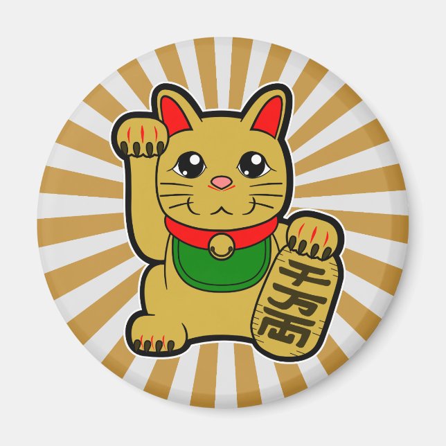 Aimant Maneki Neko : Chat chanceux d'or (Devant)