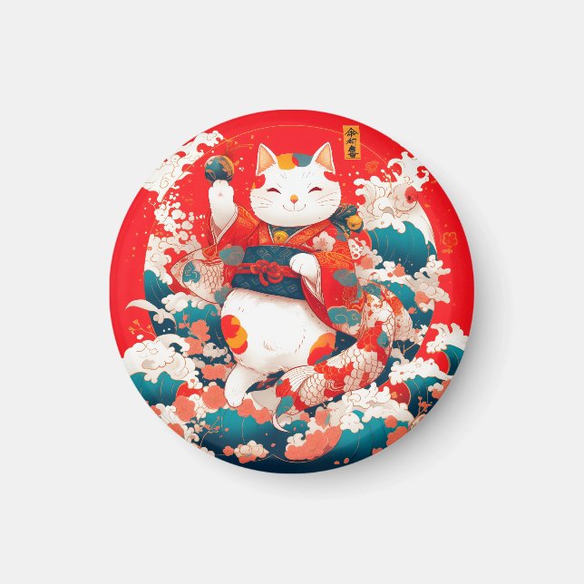 Aimant Maneki-Neko, Chat japonais chanceux (Devant)