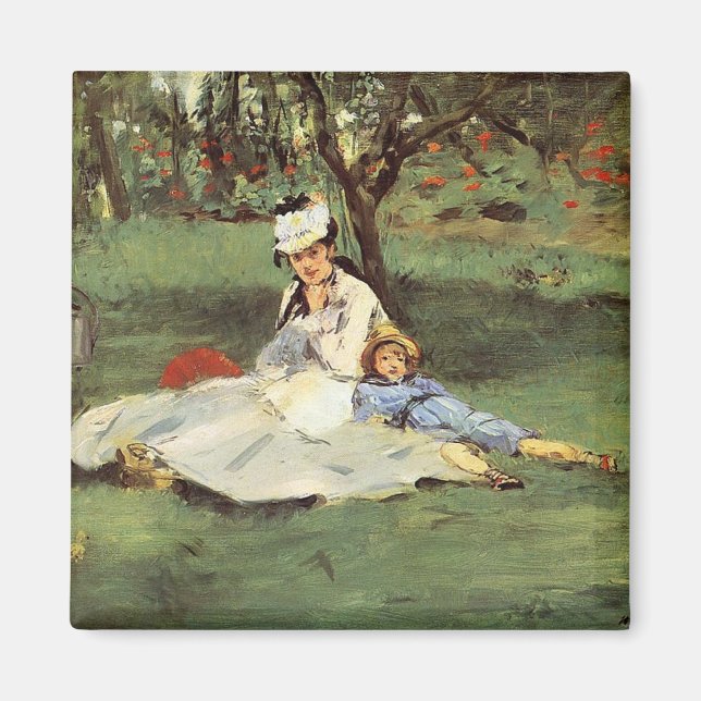 Aimant Manet Impressionniste Français Famille Jardin Pein (Devant)
