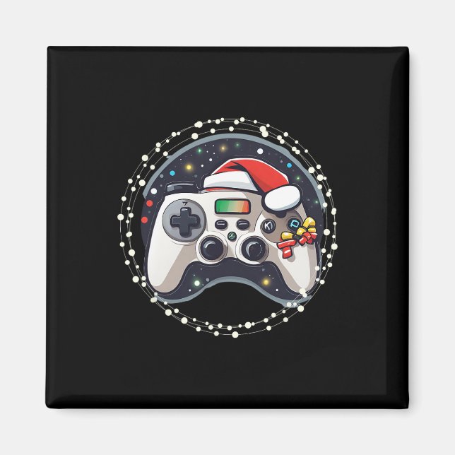 Aimant Manette de jeu vidéo Chapeau de Père Noël Noël Jeu (Devant)