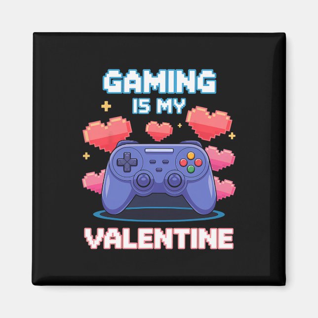 Aimant Manette de jeu vidéo cœurs de pixel pour la Saint- (Devant)