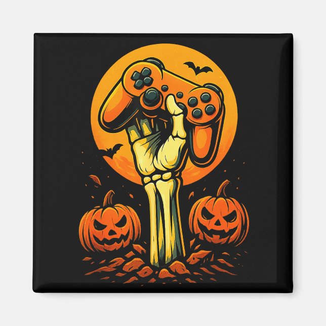 Aimant Manette de jeu vidéo de squelette d'Halloween B (Devant)