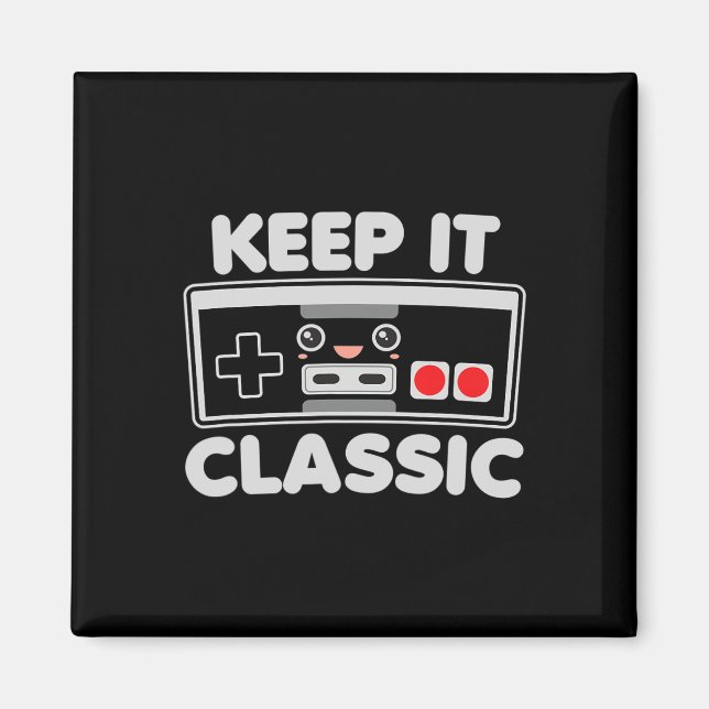 Aimant Manette de jeu vidéo Garde le clic humour 80 rétro (Devant)
