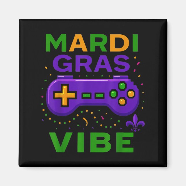 Aimant Manette de jeu vidéo rétro ambiance Mardi Gras de  (Devant)