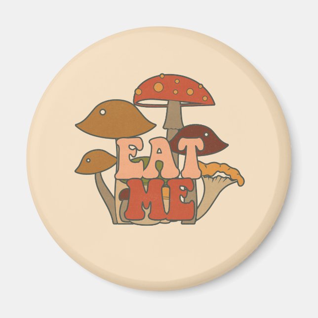 Aimant "Mange-moi" - Conception Whimsical Mushroom (Devant)