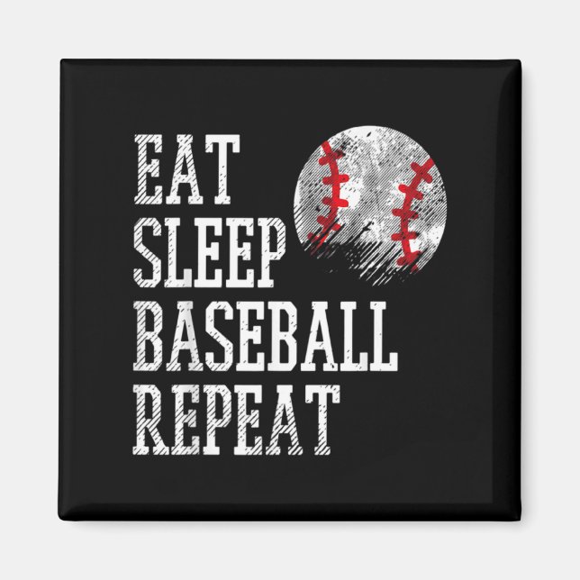 Aimant Manger Dormir Baseball Répéter Entraîneur Équipe J (Devant)