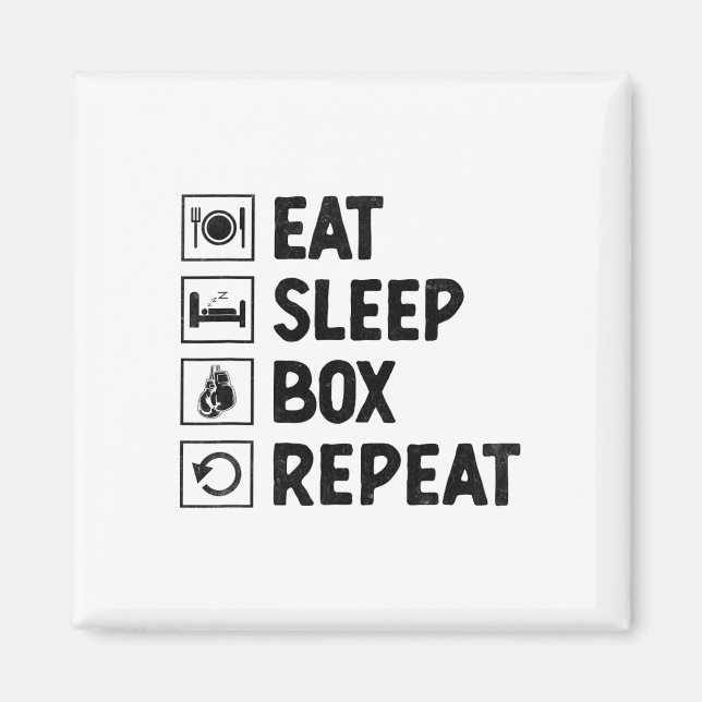 Aimant Manger Dormir Boxe Répéter Boxeur Sports Force Ath (Devant)