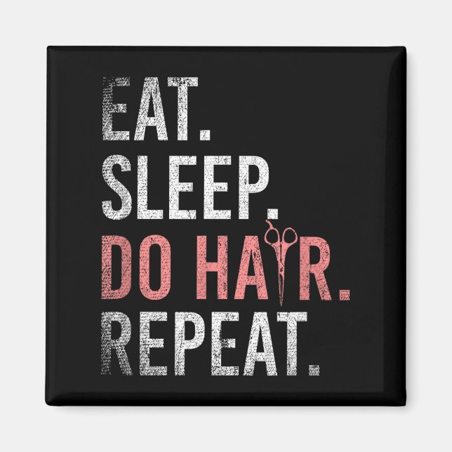 Aimant Manger Dormir Cheveux Répéter Illustration de coif (Devant)