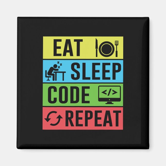 Aimant Manger Dormir Code Répéter Drôle Programmation Ret (Devant)