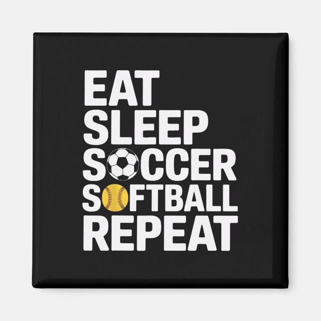 Aimant Manger Dormir Football Softll Répéter Mamans Entra (Devant)