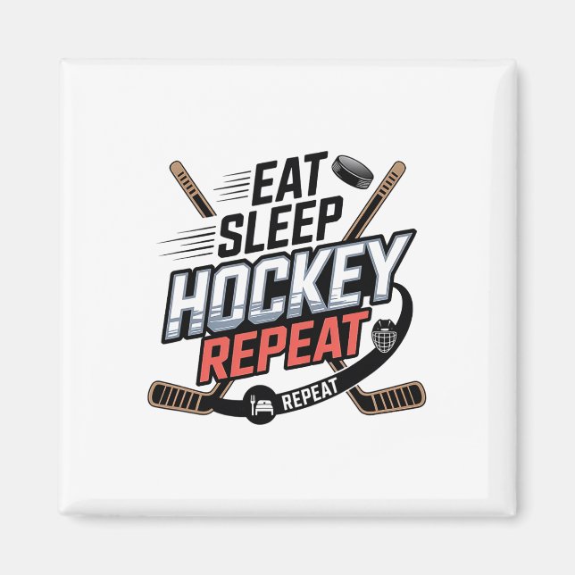 Aimant Manger Dormir Hockey Répéter (2)  (Devant)