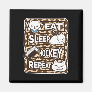 Aimant Manger Dormir Hockey Répéter Garçons Filles Enfant