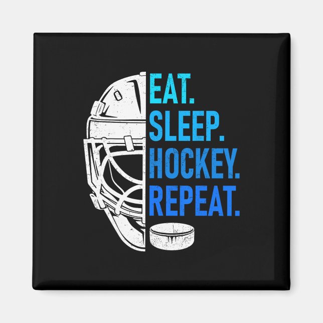 Aimant Manger Dormir Hockey Répéter Les passionnés d'athl (Devant)
