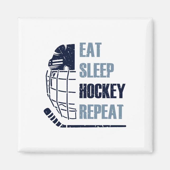 Aimant Manger Dormir Hockey Répéter Masque Drôle Autocoll (Devant)