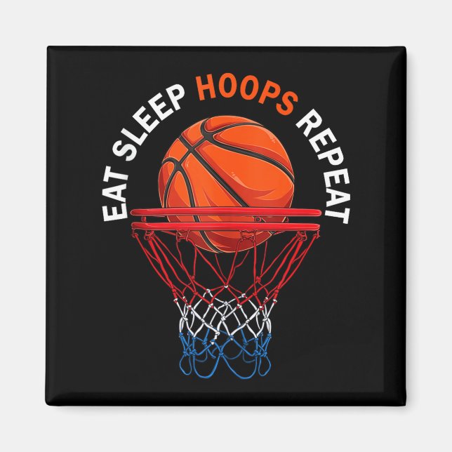 Aimant Manger dormir hoops répéter fan de basketball bask (Devant)